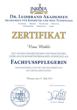 Zertifikat Fachfusspflegerin
